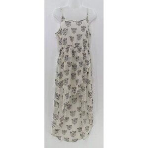 Divided H&M‎ Ivory Lined Chiffon Tiger Print High Low Strappy Dress Sz 12 Flaws